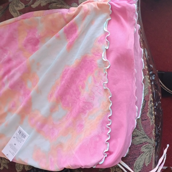 NWT Wild Fable Mesh Side Ruched Mini Skirt Neon Size M Retro Hippie Vibes - Picture 6 of 7